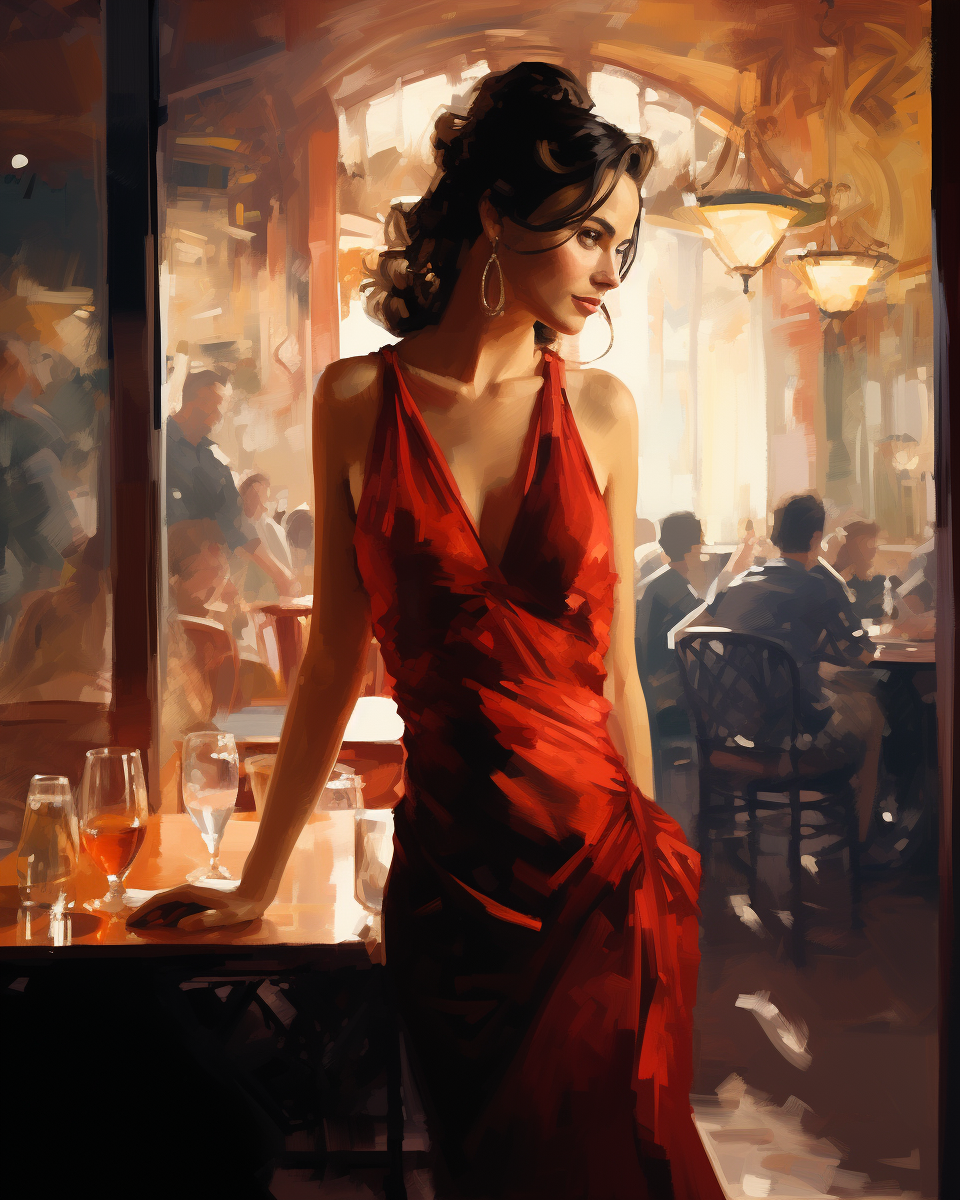 Abito rosso in un Bar