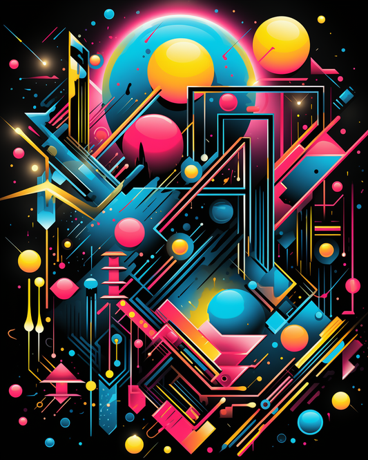 Retro astratto con tonalità al neon