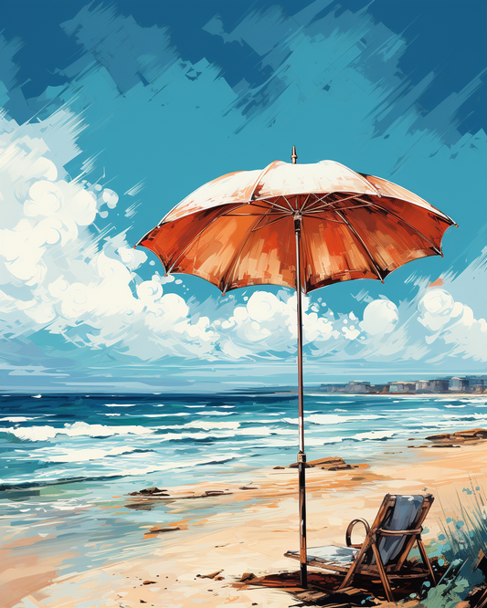 Ombrellone Rosso sotto il Cielo Sereno